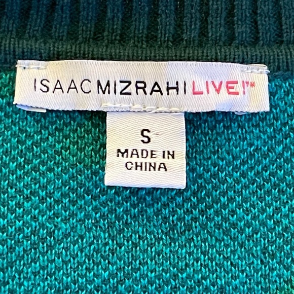 Isaac Mizrahi Live Teal Turquoise Cotton Cardigan Button Front Sweater - Picture 13 of 14